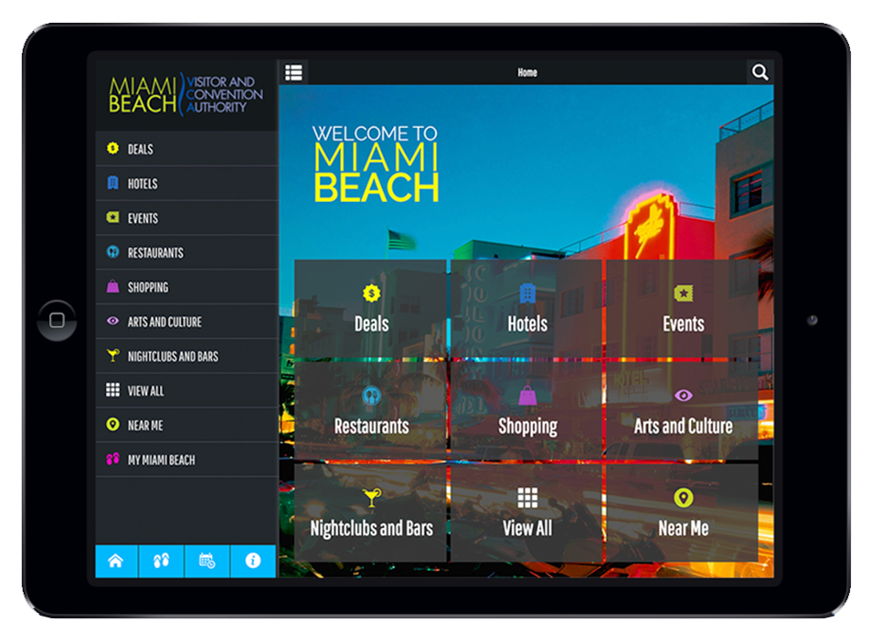 Experience Miami Beach App Screenshot on an iPad